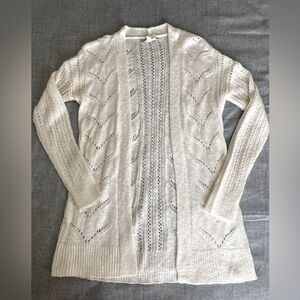 Pink Republic Eyelet-Knit Cream Cardigan
